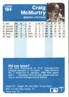 1984 Fleer Craig McMurtry #184 Rookie