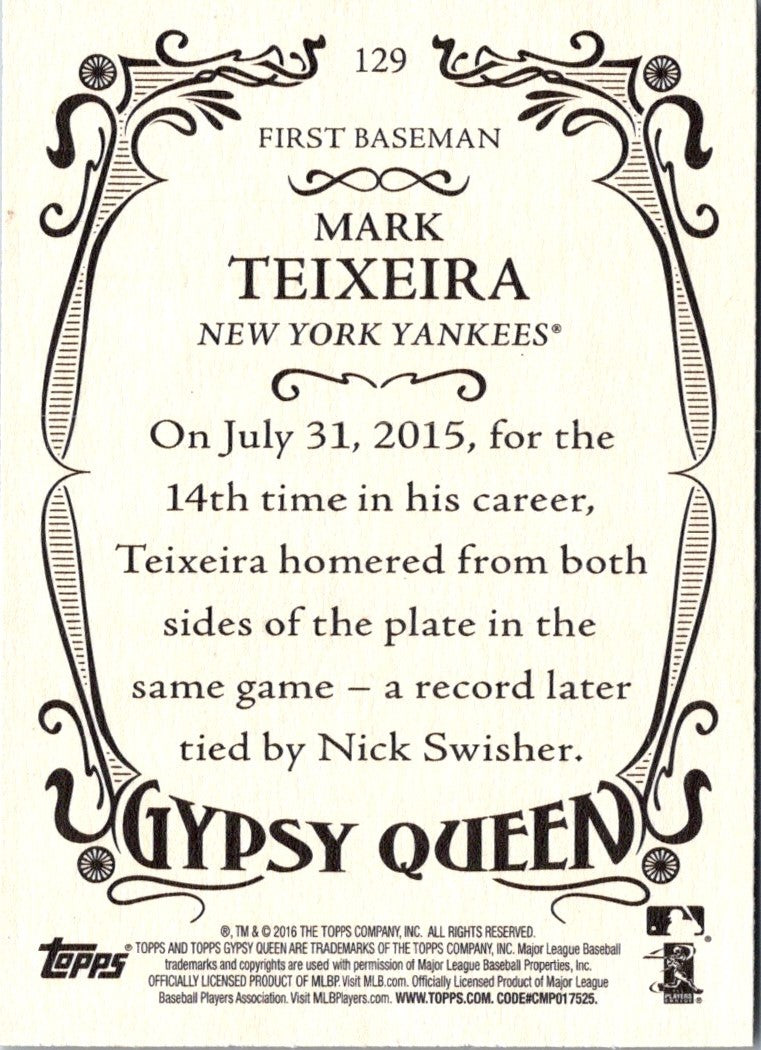 2016 Topps Gypsy Queen Mark Teixeira