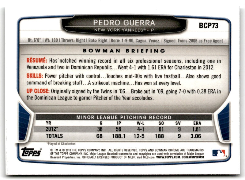 2013 Bowman Chrome Prospects Pedro Guerra