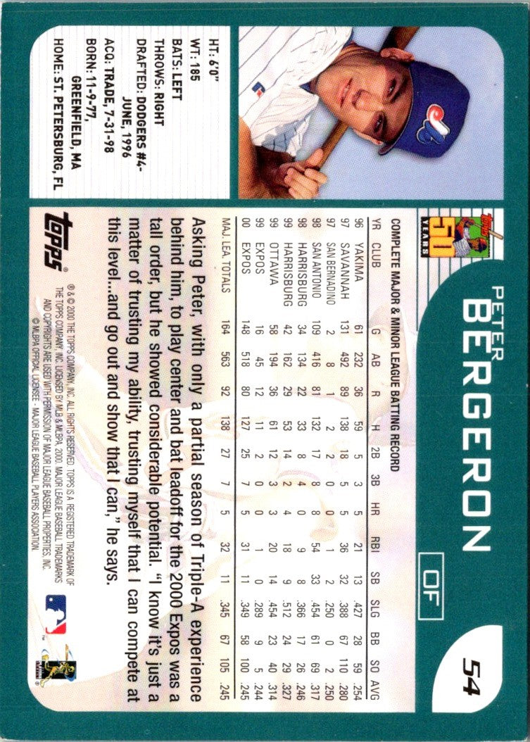 2001 Topps Peter Bergeron