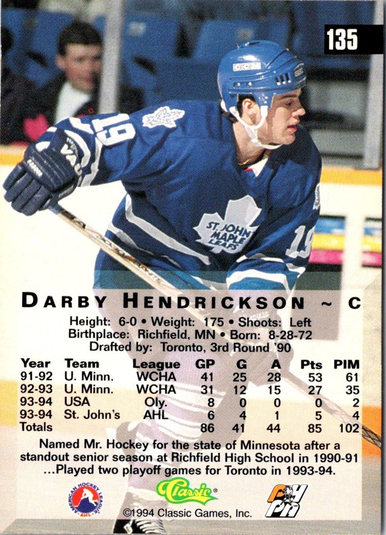 1994 Classic St. John's Maple Leafs AHL Darby Hendrickson