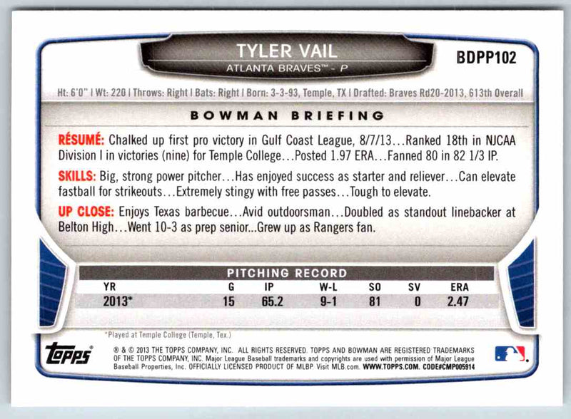 2013 Bowman Tyler Vail