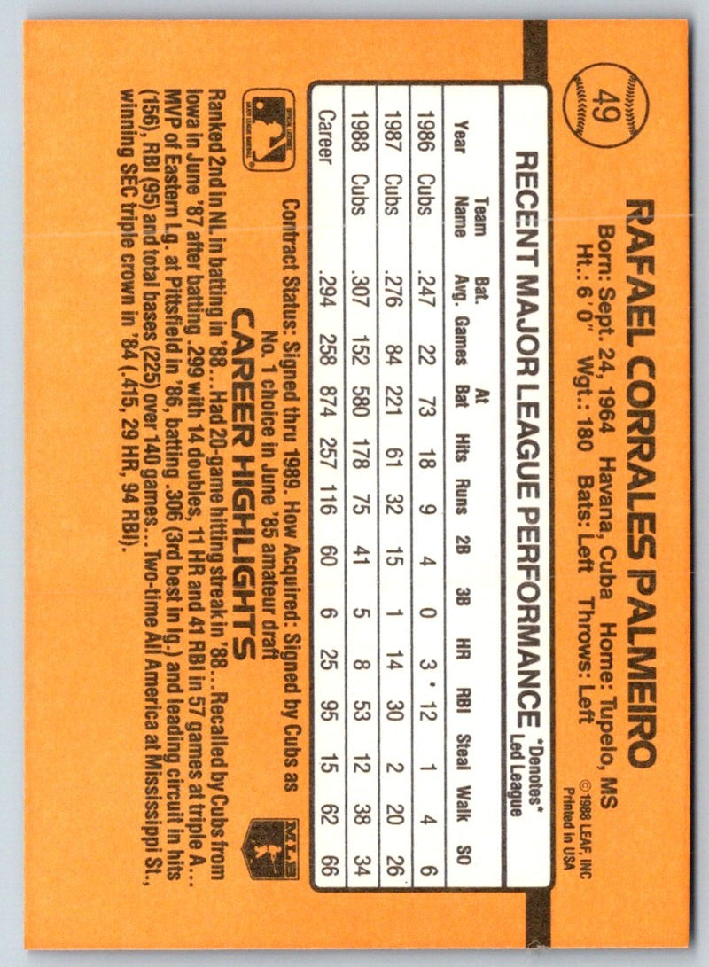 1989 Donruss Rafael Palmeiro