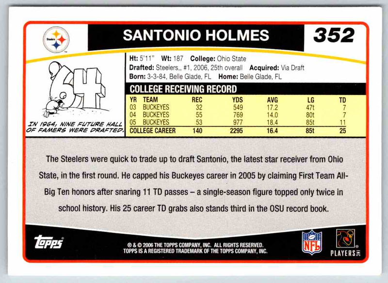 2011 Topps Football Santonio Holmes