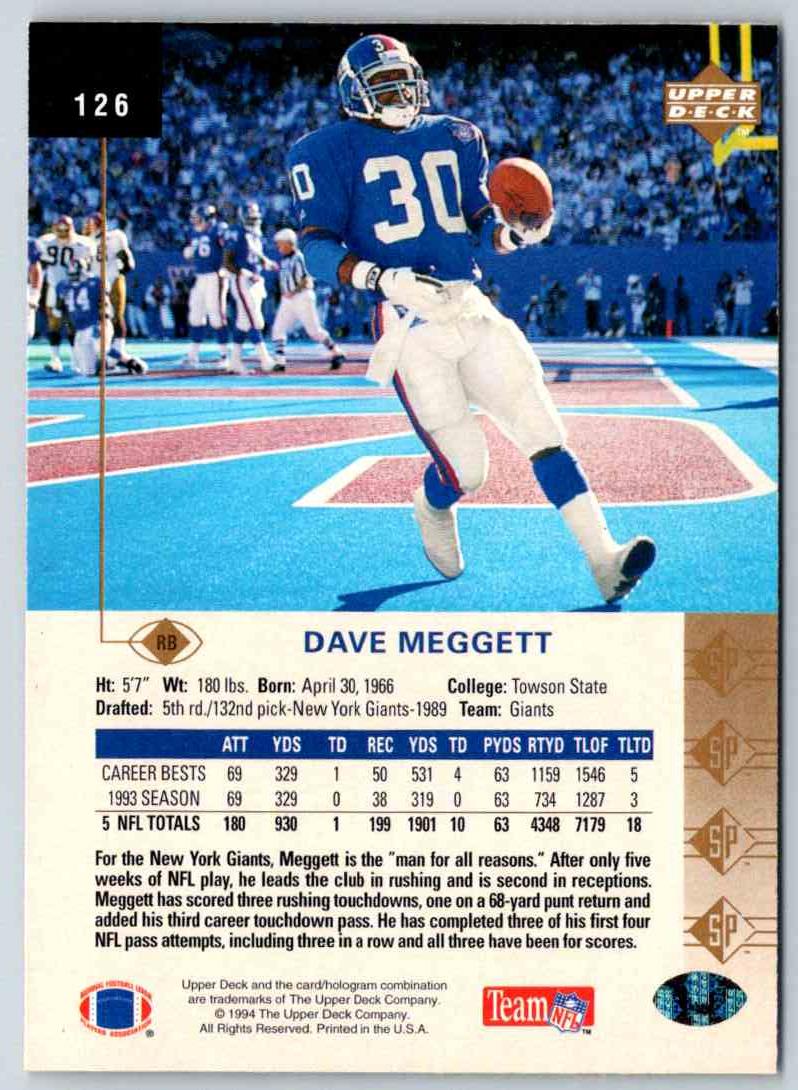 1994 Upper Deck Dave Meggett