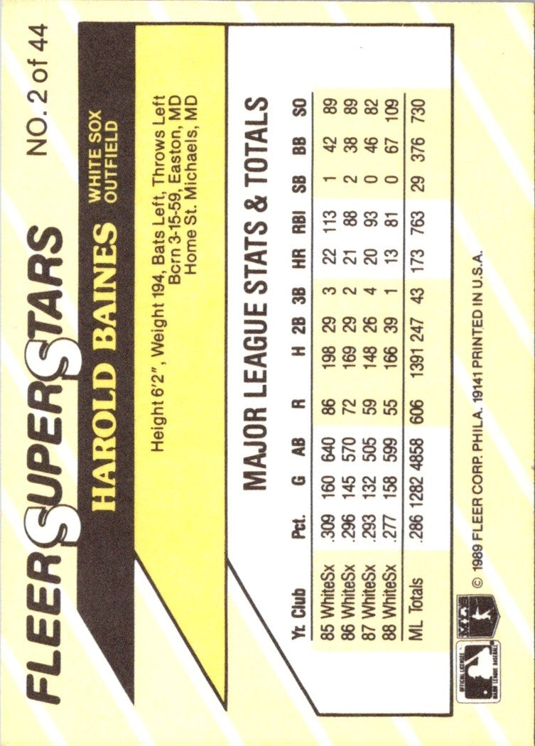 1989 Fleer SuperStars Harold Baines