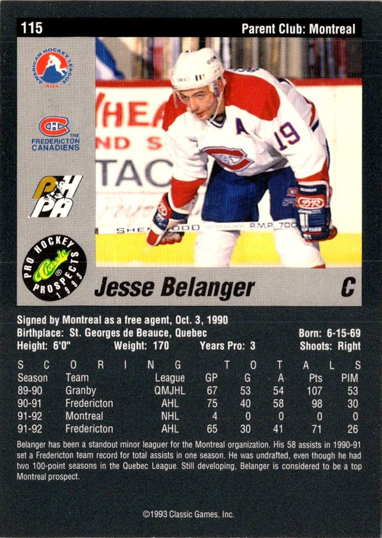 1993 Classic Pro Prospects Jesse Belanger