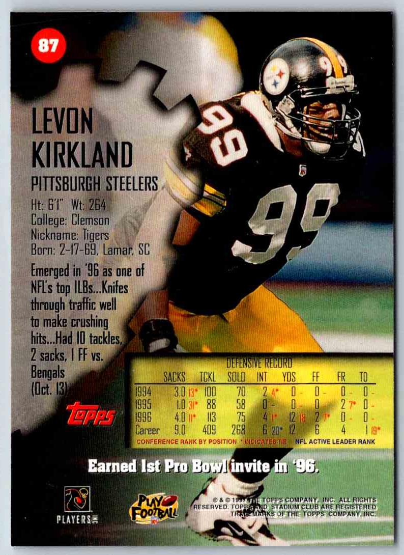 1997 Topps Stadium Club Football Levon Kirkland