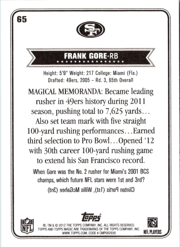 2012 Topps Magic Frank Gore