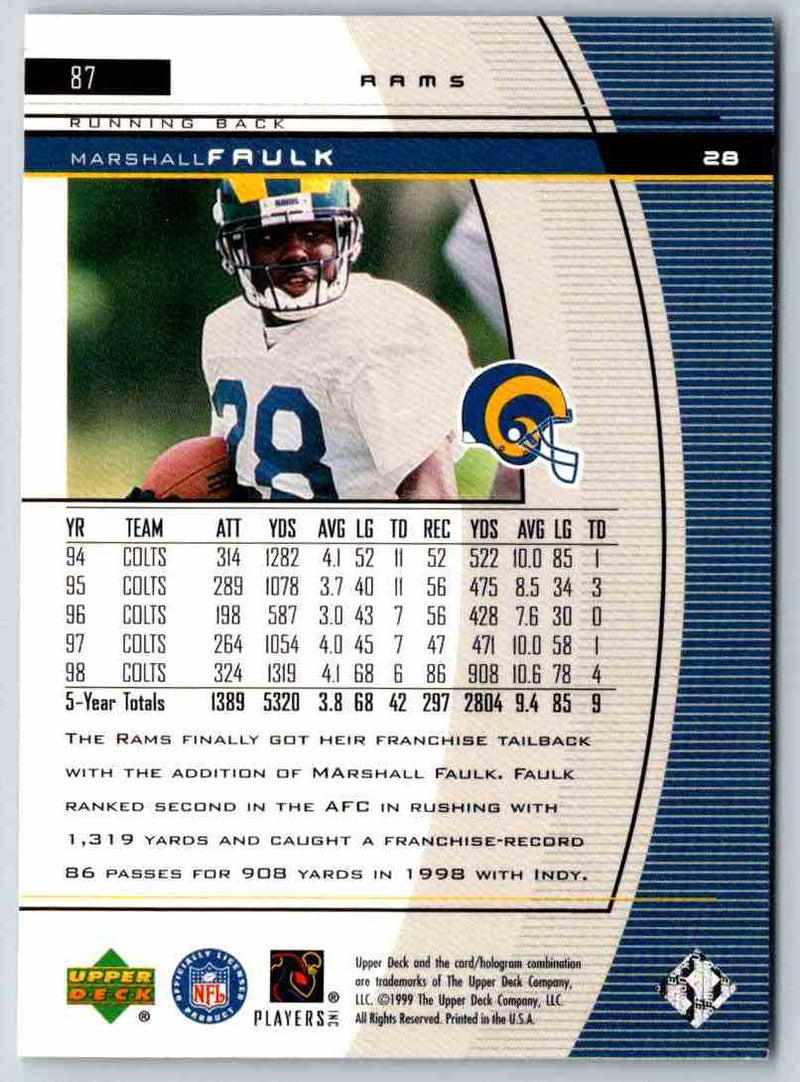 1999 Upper Deck Black Diamond Marshall Faulk Stl