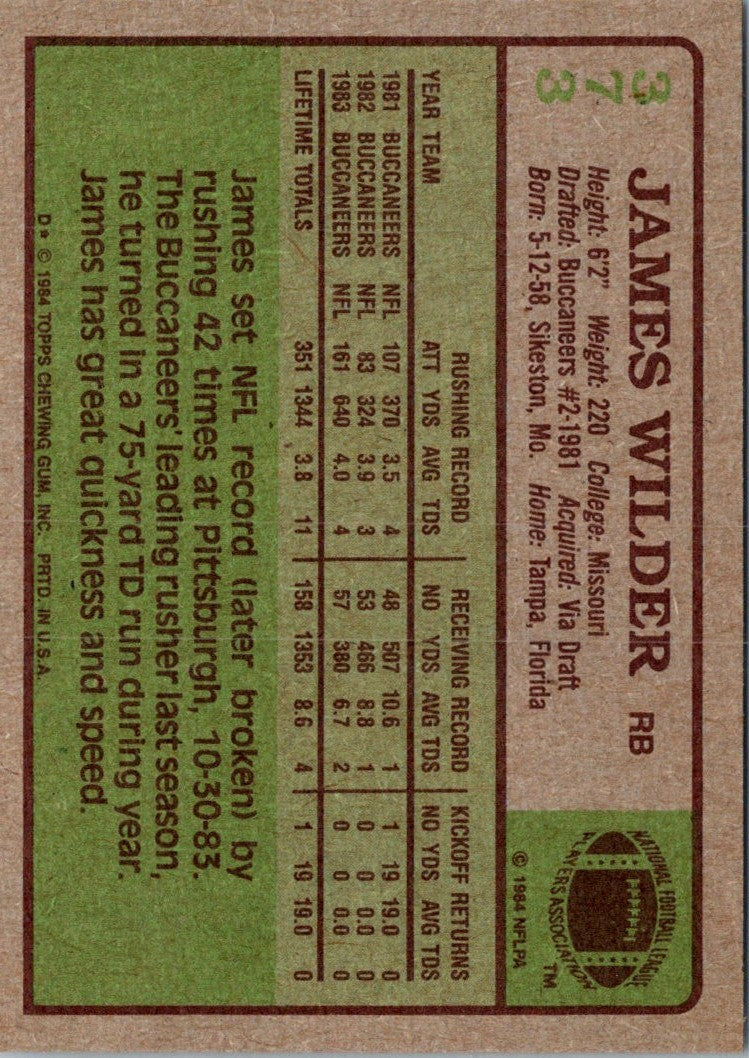 1984 Topps James Wilder