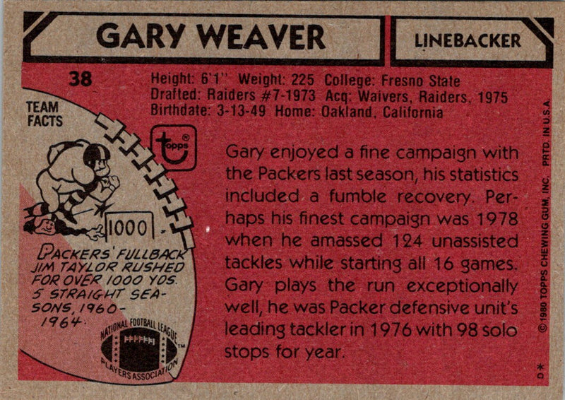 1980 Topps Gary Weaver