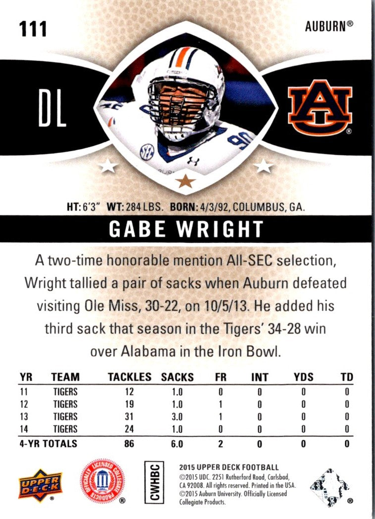 2015 Upper Deck Gabe Wright