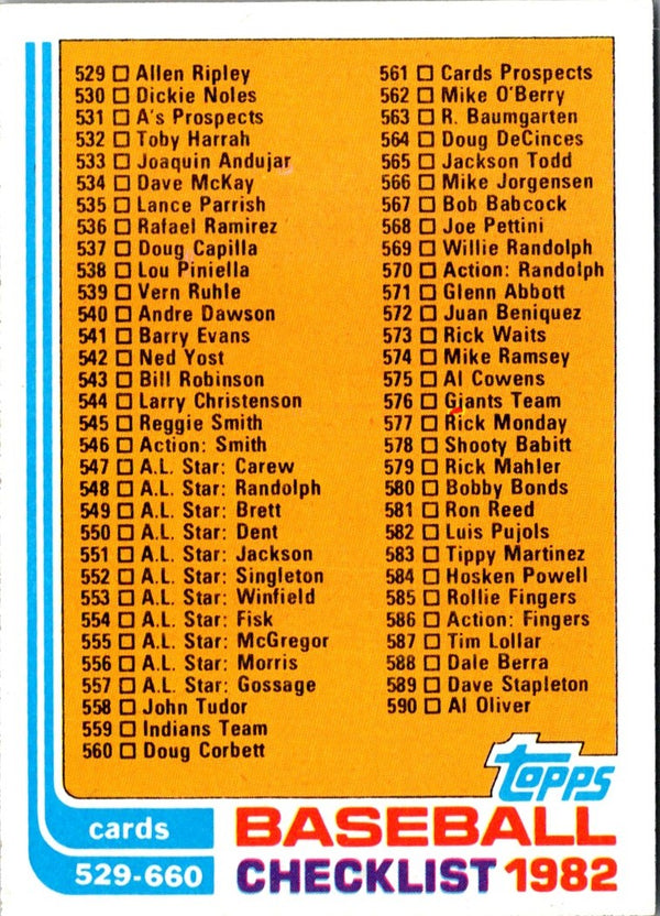 1982 Topps Checklist 265-396 #394