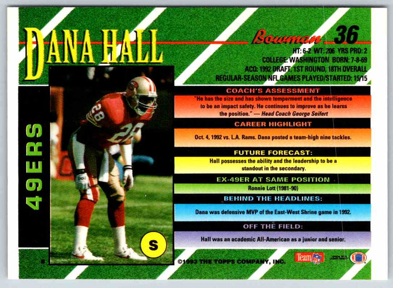 1993 Bowman Football Dana Hall