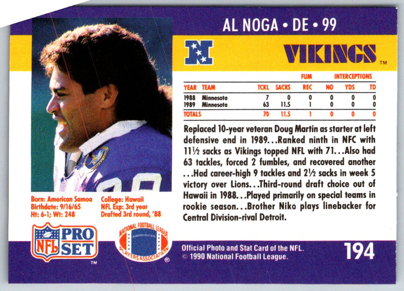 1990 Pro Set Al Noga