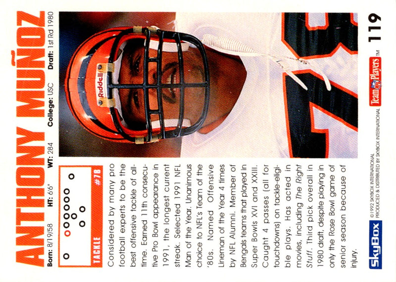 1992 SkyBox Impact Anthony Munoz