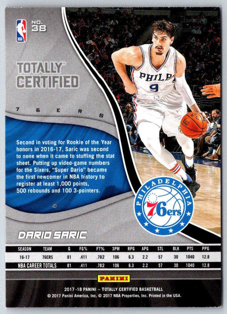 2017 Panini Totally Certified Dario Saric