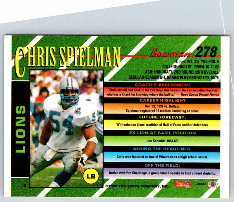 1993 Bowman Football Chris Spielman