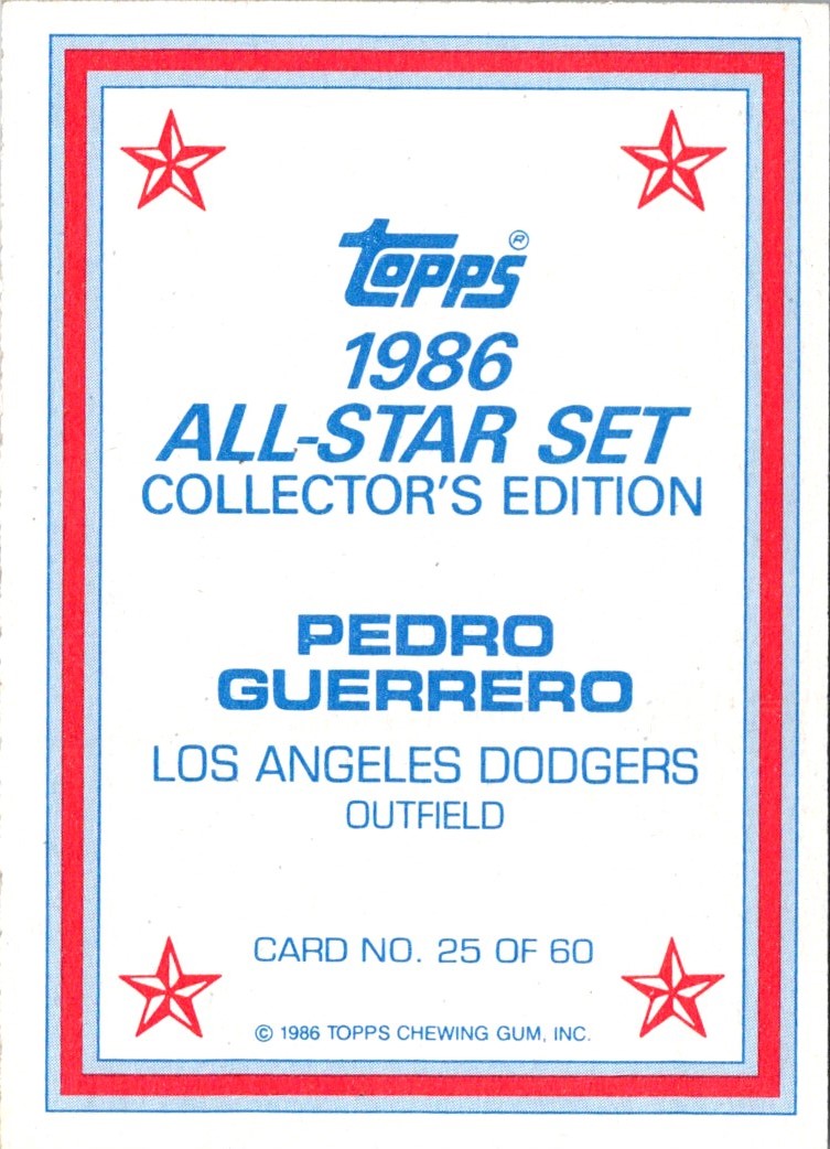 1986 Topps Glossy Pedro Guerrero