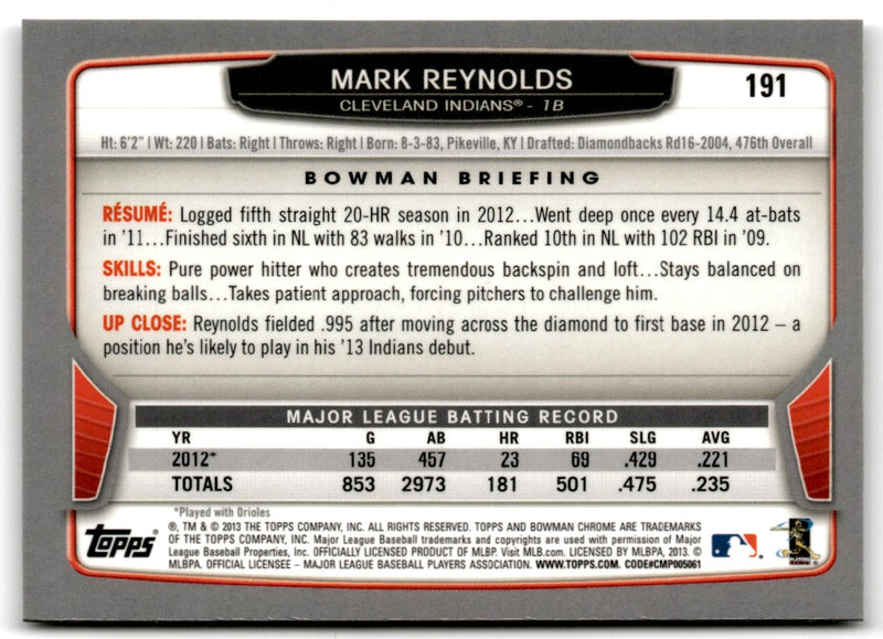 2013 Bowman Chrome Mark Reynolds