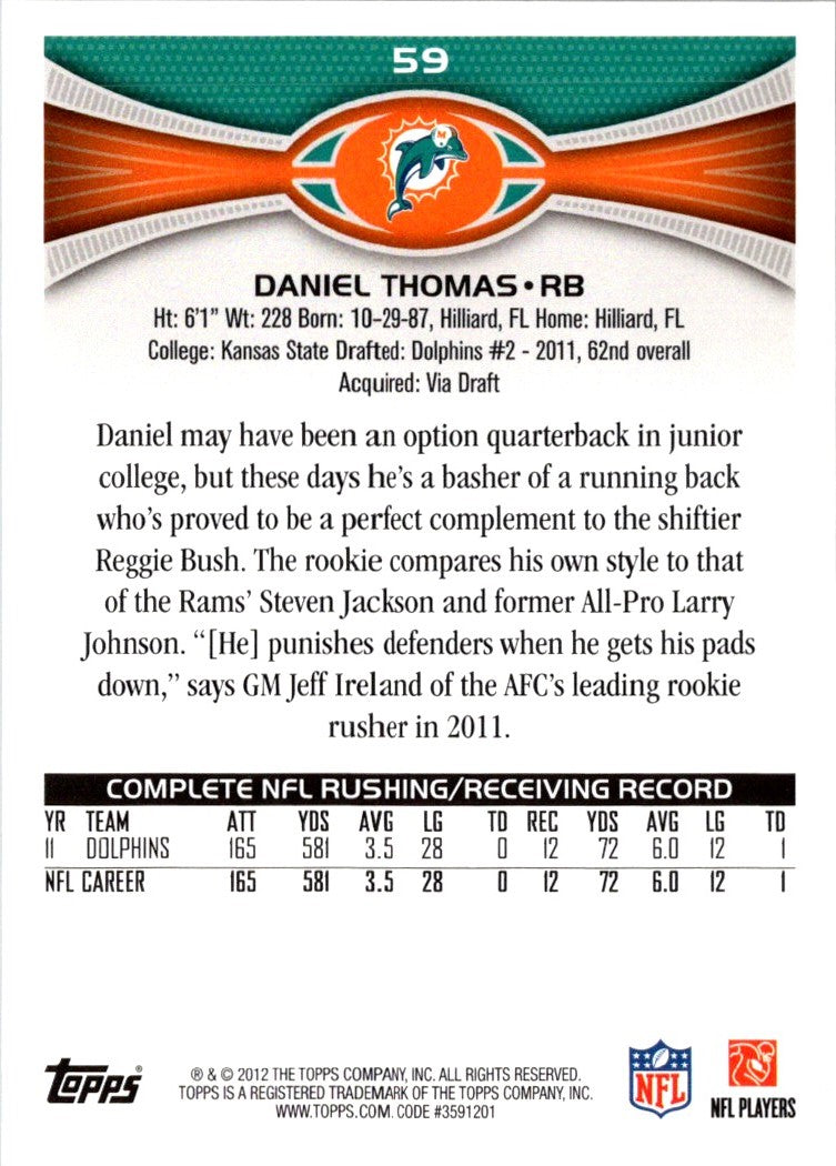 2012 Topps Daniel Thomas