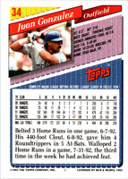 1993 Topps Gold Juan Gonzalez #34