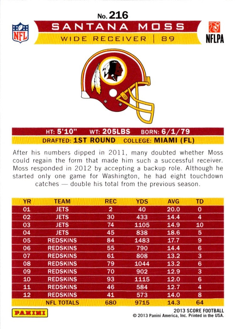 2013 Score Santana Moss