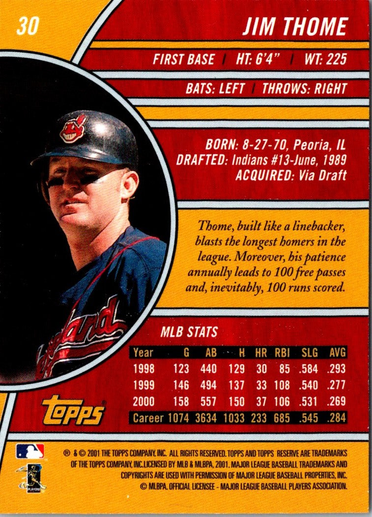 2001 Topps Reserve Jim Thome