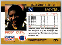 1990 Pro Set Frank Warren #219 Rookie