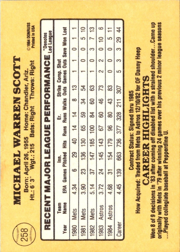 1985 Donruss Mike Scott