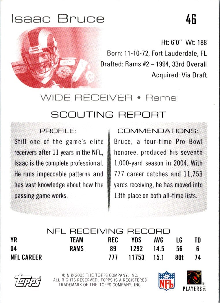 2005 Topps Draft Picks & Prospects Isaac Bruce