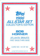 1986 Topps Glossy Bob Horner