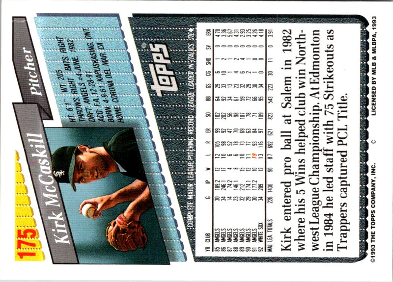 1993 Topps Kirk McCaskill