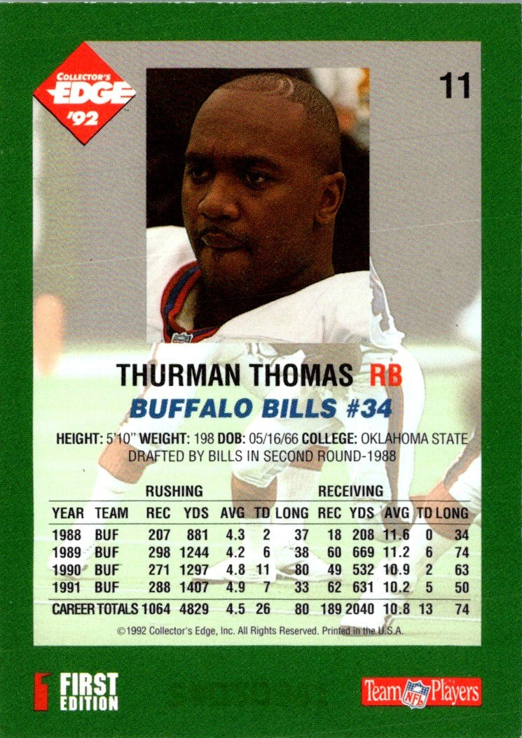 1992 Collector's Edge Thurman Thomas