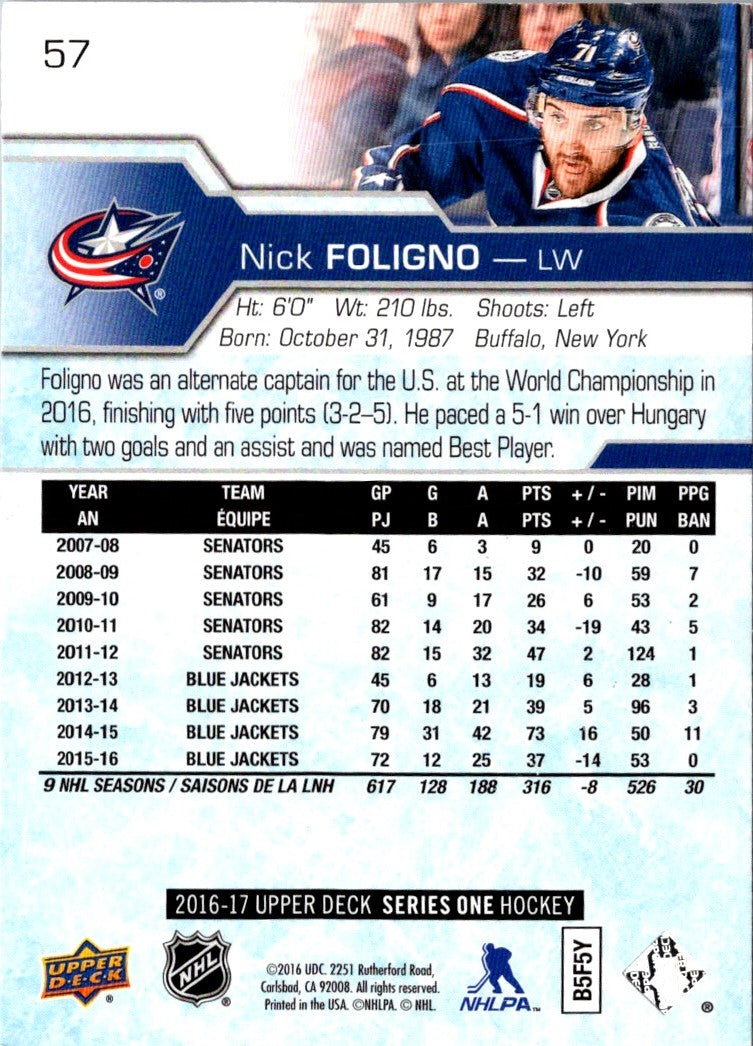 2016 Upper Deck Nick Foligno