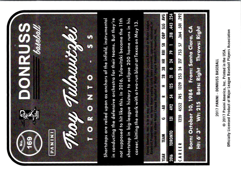 2017 Donruss Troy Tulowitzki