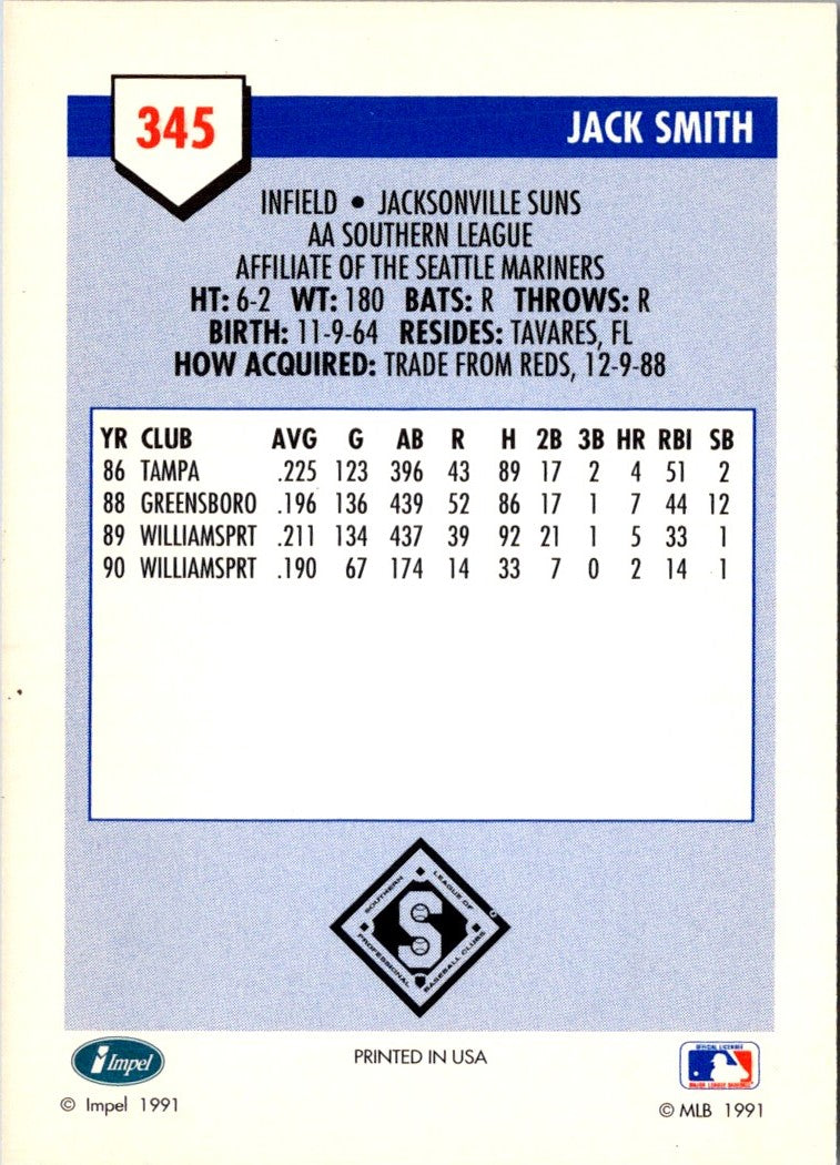 1991 Line Drive AA Jack Smith