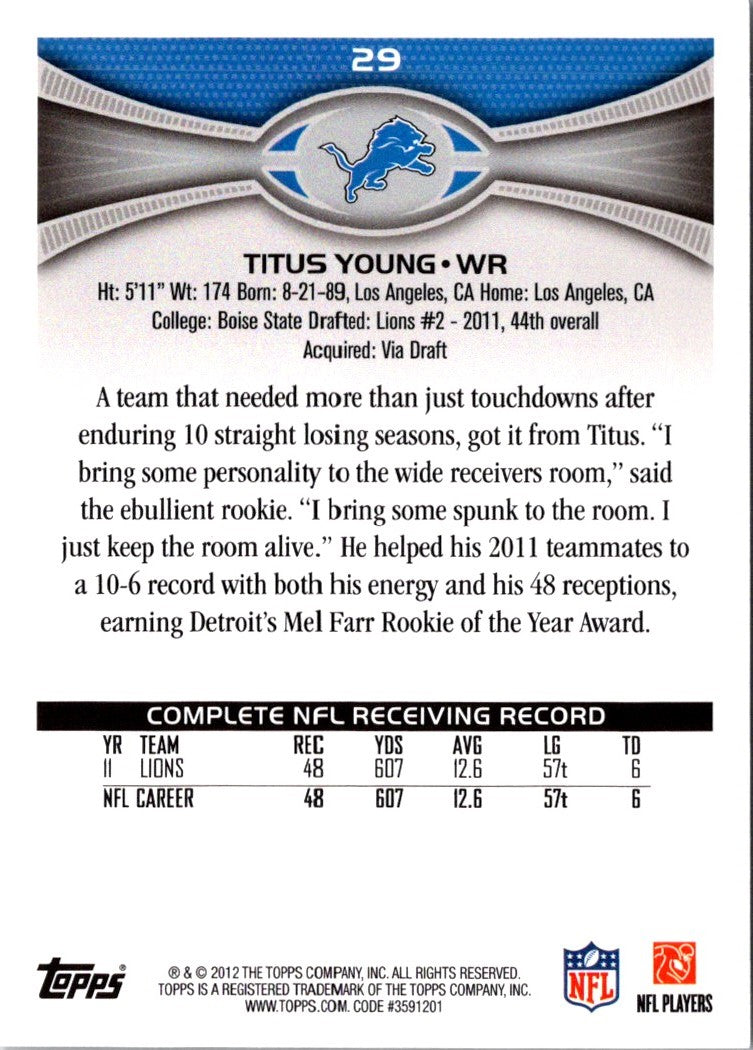 2012 Topps Titus Young
