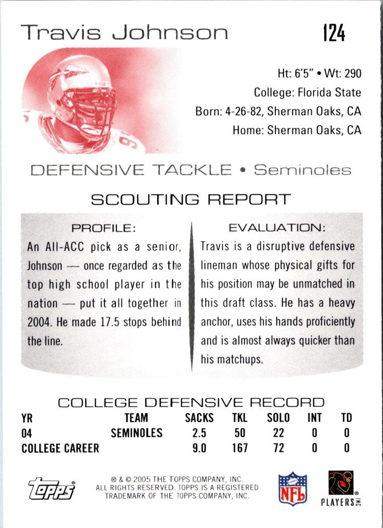 2005 Topps Draft Picks & Prospects Travis Johnson