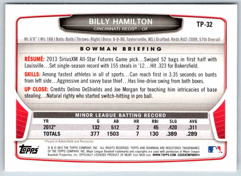 2013 Bowman Billy Hamilton