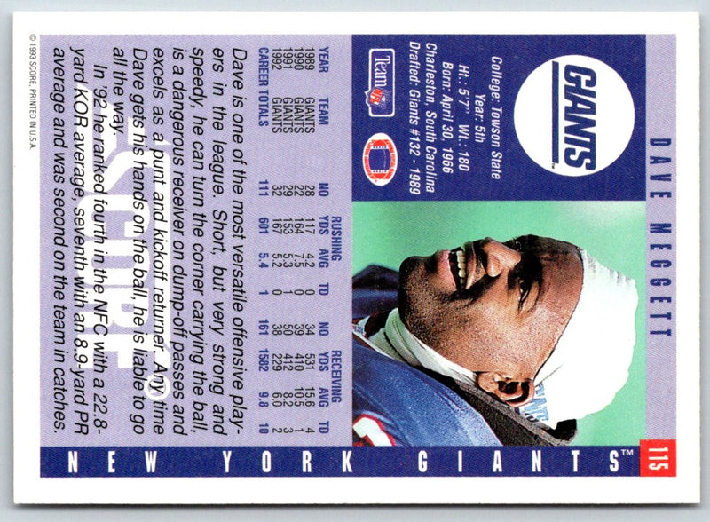 1993 Score Dave Meggett