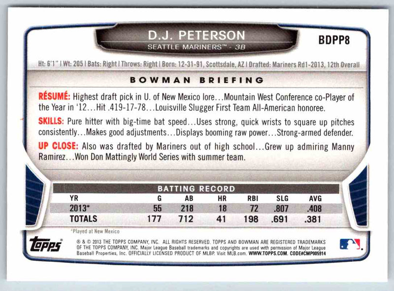 2013 Bowman D.J. Peterson