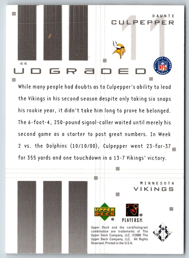 2000 UD Graded Daunte Culpepper