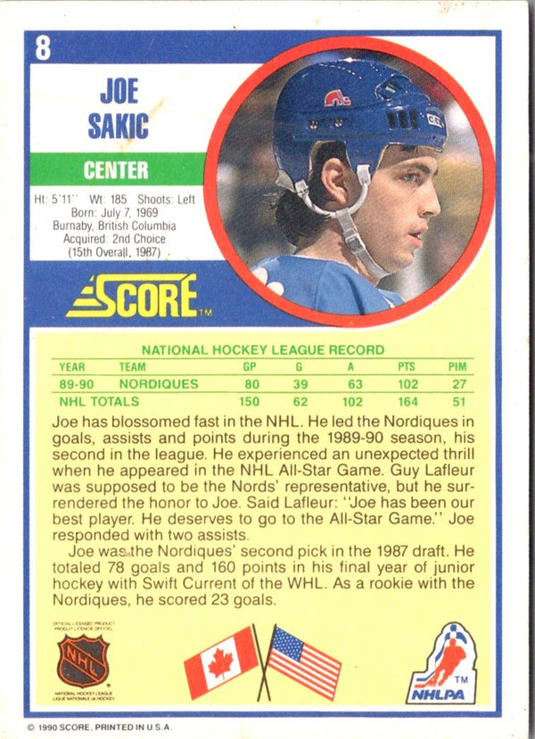 1990 Score Joe Sakic #8