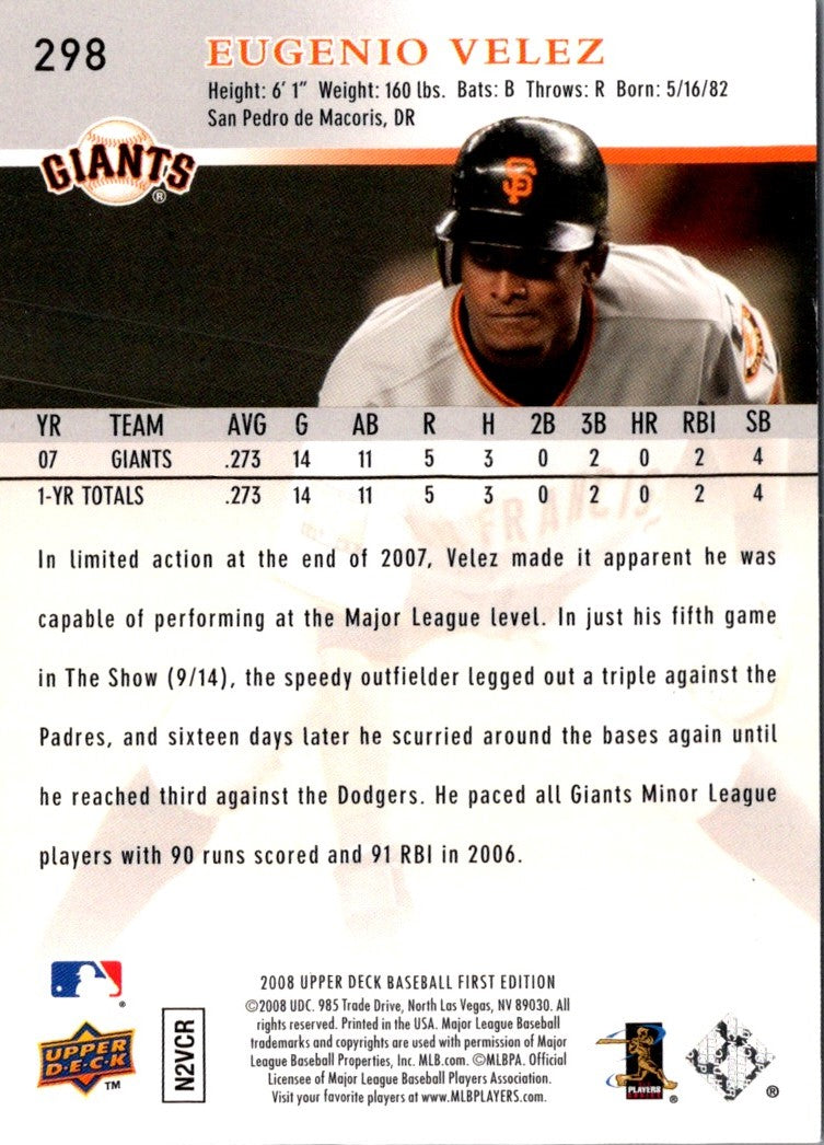 2008 Upper Deck Eugenio Velez