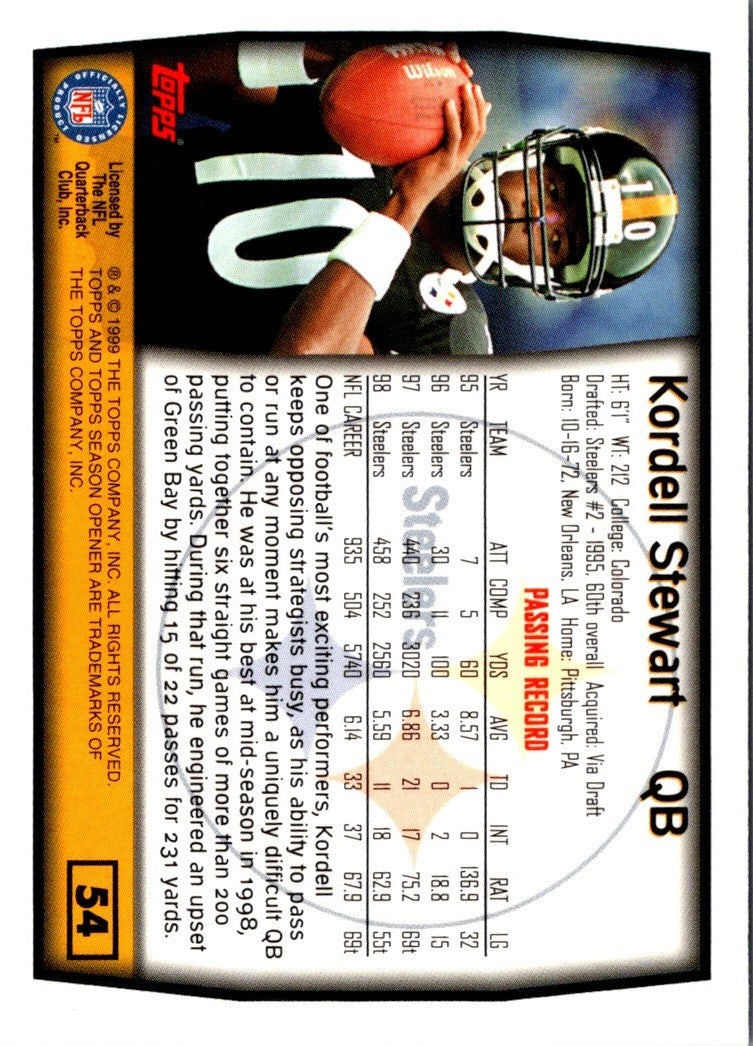 1999 Topps Season Opener Kordell Stewart