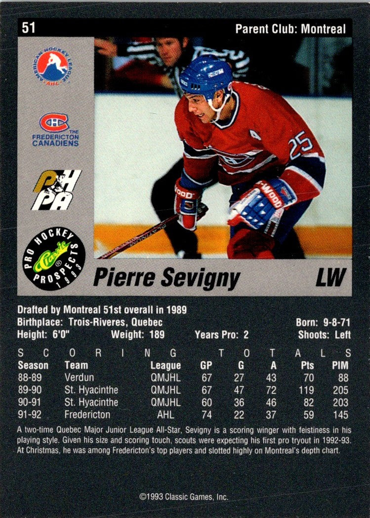 1993 Classic Pro Prospects Pierre Sevigny