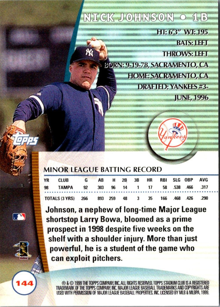 1999 Stadium Club Nick Johnson