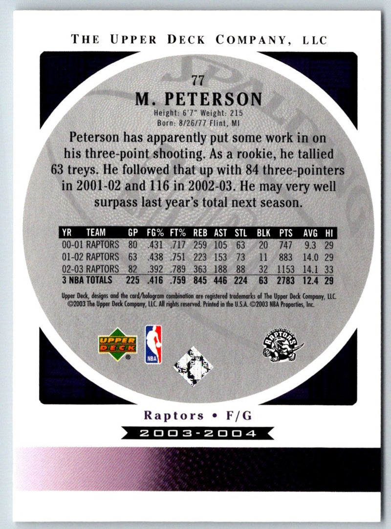 2003 Upper Deck Standing O Morris Peterson